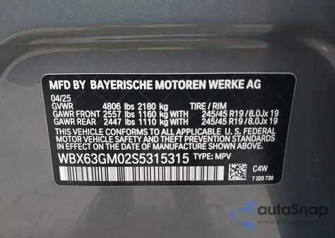 2025 BMW X2 xDrive28I z USA, uszkodzony, nr VIN WBX63GM02S5315315